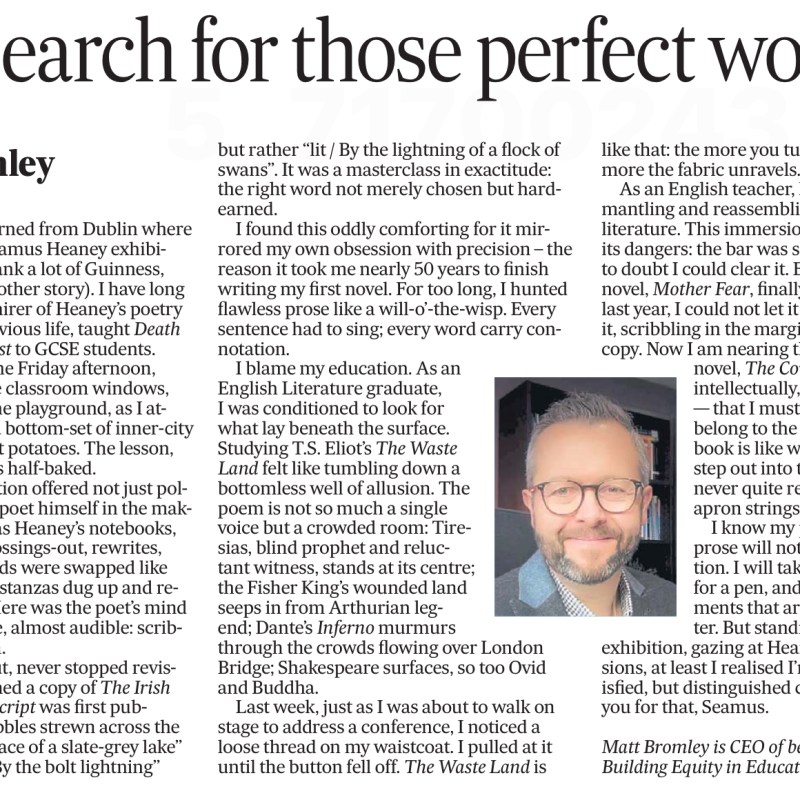 What Seamus Heaney taught me whilst in Dublin&nbsp;recently